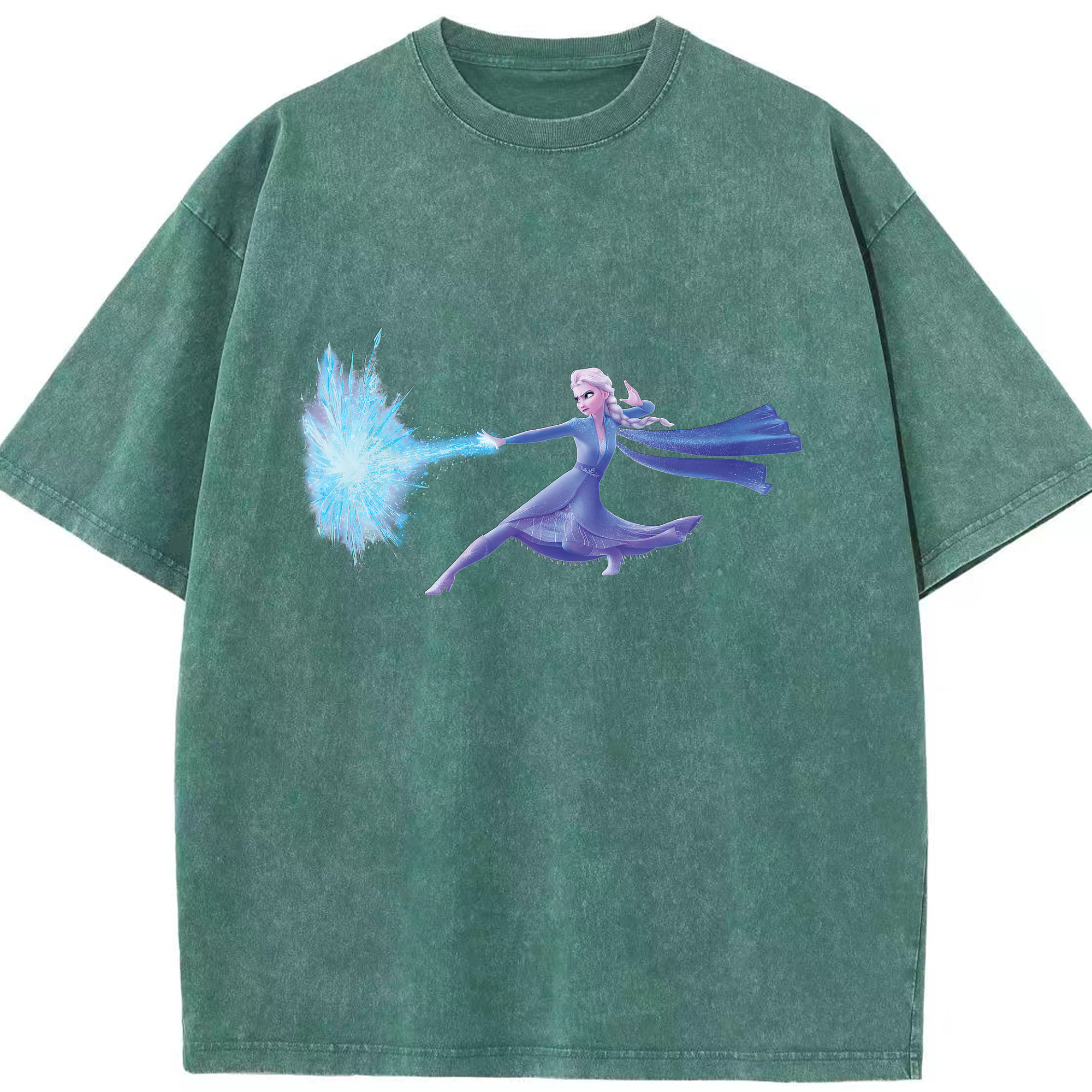 （画像用） アナと雪の女王 アンナ エルサ Frozen Anna Elsa 綿100% ヴィンテージ風 半袖Tシャツ（フロントプリント）